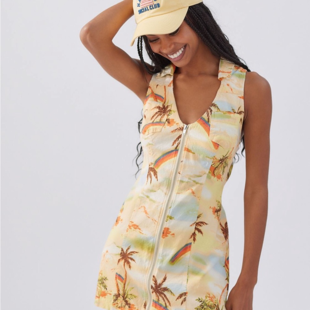 UO Freya Linen Collared Mini Dress NWT